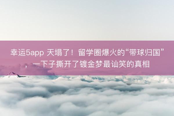 幸運5app 天塌了!留學圈爆火的“帶球歸國”,一下子撕開了鍍金夢最訕笑的真相