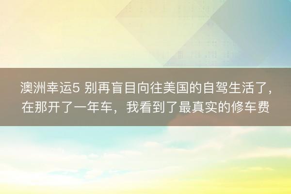 澳洲幸運5 別再盲目向往美國的自駕生活了，在那開了一年車，我看到了最真實的修車費