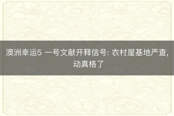 澳洲幸運(yùn)5 一號(hào)文獻(xiàn)開(kāi)釋信號(hào): 農(nóng)村屋基地嚴(yán)查, 動(dòng)真格了